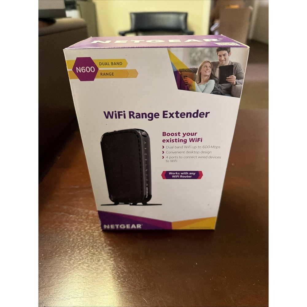 Netgear N600 WiFi Range Extender Dual Band 600Mbps 4 Port WN2500RP Black
